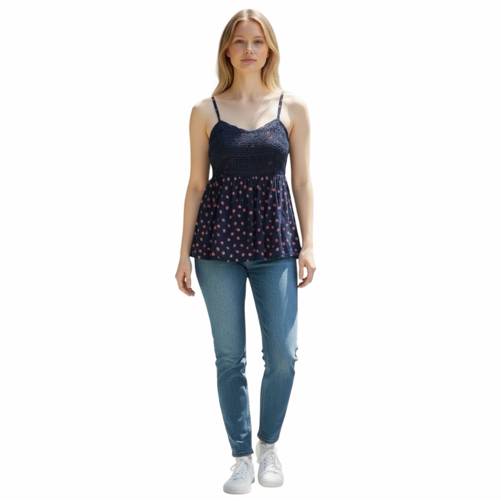 Torrid Navy Blue Lace Baby Doll Tank Top